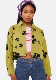 Floral Print Denim Jacket - Green Dolls Kill at Dolls Kill